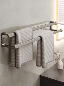 【MY Local Send】bathroom towel rack/30-80CM Bathroom Accessories Towel Holder Wall Mounted Tower Bar Aluminum Towel Rack Towel Rod No Punching Bathroom Storage Rack towel rack No Punching Bathroom Storage Rack