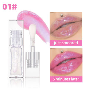 QIBEST 1pc Temperature Color Change Lip Oil Lipgloss Moisturizing Lasting Pink Clear Lip Glaze Pearlescent Lipgloss Makeup New