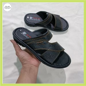 Dép nam da cao cấp đẹp DM162 quai ngang quai chéo thời trang trẻ và trung niên