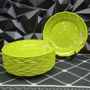 9inches Sakura Green Round Melamine Plate