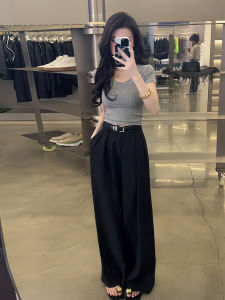 Quần Ống Đứng Đơn Giản Thời Trang Mùa Hè Cho Nữ Cạp Cao Quần Ống Rộng Dài Thường Ngày Quần Dài Ống Rộng Đa Năng