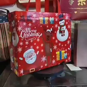 10Pcs Christmas Non-woven Tote Bag Santa Claus Snowman Elk Cartoon Christmas Gift Eco-friendly Bag Reusable Xmas Gift Packing Bag New Year Christmas Gifts Bags