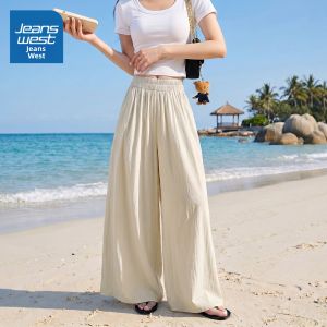 Jeanswest | Quần Váy Nữ Dáng Rộng Nhẹ Thoáng Khí Phong Cách Casual Họa Tiết Xanh Mùa Hè