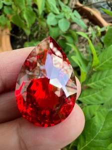 เพชร CZ รัสเซีย พลอย 300 กะรัต 1 เม็ด ตัดสำเร็จ เนื้อแข็ง CUBIC ZIRCONIA RUBY RED ORANGE COLOR(ความยาว xความกว้าง) 30x40 มิล