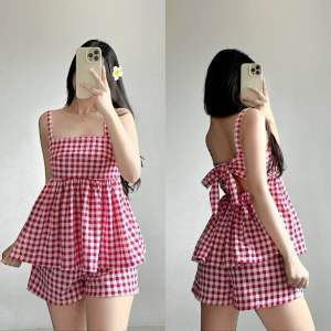 DWM SHUVEE terno for women |ribbon back top with highwaist short Womenswear Casual