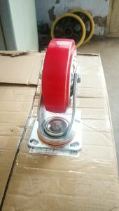 4pcs/Set Roda Troli PU Roda Troley Merah Medium Duty 3 Inch (2 Putar +Rem 2 Putar)