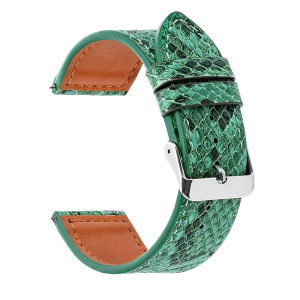 20mm 22mm Handmade Snake Pattern Leather Strap Brown Business Genuine Leather Strap Ultra Thin and Soft Watch Accessories