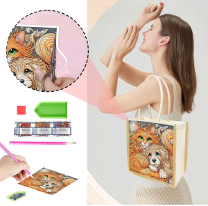 other | 1 Piece of Diamond Painting Shopping bag puppy Pattern canvas Material Interchangeable Pattern high Capacity item Storage
