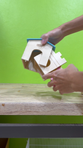 บ้านไม้ปราสาทสัตว์เล็ก 2 ห้อง มีสไลด์ปีนเล่น สำหรับแฮมสเตอร์ ชูการ์ไกลเดอร์ หนูแกสบี้ ขนาด 15x7x15 CM