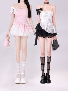 Joykiki Summer Versatile Pure Desire Lace Cake Mini Skirt High Waist A-Line Skirt Korean Style Commute Baked Goods Fashion