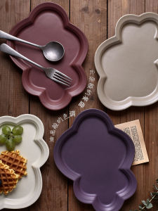 Creative Cloud Plate Ceramic Dinnerware Simple Western Style Sushi Plate Vintage Solid Color High-End Flat Dish Japanese Cuisine