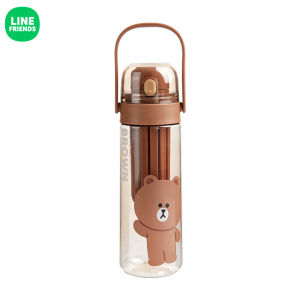 600ML Large Capacity Cute Water Botte 600ML Authentic Line Friends Water Bottles PP Material Food Grade Water Bottles Kawaii Water Bottle for School Office Gym Outdoor Sports