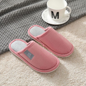 Cotton Slippers Female Fall and Winter New Arrival Couple Household Indoor Wooden Floor Warm Slugged Bottom Silent Anti-Slip Fluffy Slippers Male