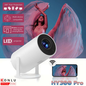 【โปรโมชั่นจำกัดเวลา】100% Original [ของขวัญฟรี: 1 * สาย HDMI] KONLU HY300 Pro โปรเจคเตอร์ 1080P 4K มินิโปรเจคเตอร์ Project Android 11.0 5G WIFI บลูทูธ รองรับการมิเรอร์หน้าจอ เชื่อมต่อกับมือถือ แบบพกพา โปรเจคเตอร าจอขนาดใหญ จอพกพา mini projector