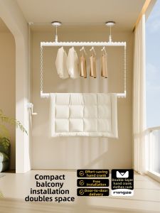 MINGZHI | Side Mount Hand Crank Double Layer Clothes Drying Rack