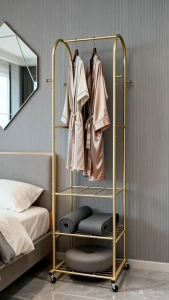 Heavy Duty Metal Clothes Hanging Rack with Wheels - Multifunctional Clothing Rack Stand Organizer with Storage Shelves & Hanging Rods-CZH