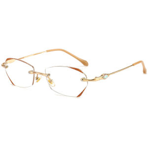 New Style Fine Glitter Frameless Edge-cut Reading Glasses Anti-blue Light Elegant Temperament Womens Reading Glasses 189