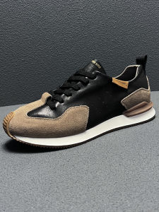 Mens Breathable Leather Sneakers Versatile Casual Sports Shoes Soft Bottom Cowhide Deoxynucleotide Shoes Durable Comfortable