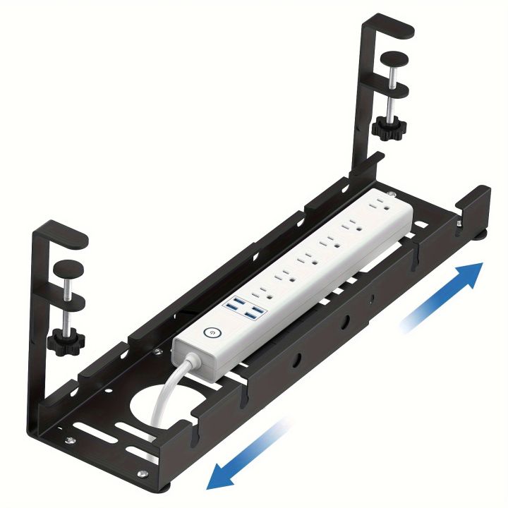 no-drilling-extendable-under-desk-cable-management-metal-cable-tray