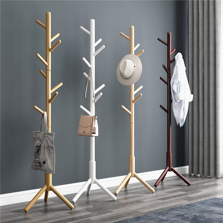 Wood Floor Coat Stand Clothes Rack Bedroom and Household Floor Hanger