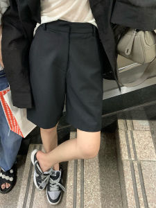 Ice Cream Home Fashionable Slimming Suit Shorts Black Straight-Leg Pants Suit Pants High Waist Bermuda Shorts Womens Summer