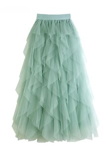 Dreamy High Waist A-Line Midi Skirt with Lace Trim And Fullness Womens Spring 2024 Fashionable Versatile Slimming Skirt