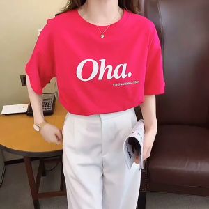 GirlsHub Short Sleeved Slim Loose Casual Tshirt College Top Shirt Red Shirt White Shirt Baju Shirt Kolej 短袖t恤 宽松上衣
