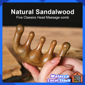Meridian Massage Comb Five Wide Tooth Sandalwood Comb Head Massage Comb Acupuncture Therapy Blood Circulation Gua Sha Wood Comb