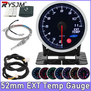 RYSJM | 52mm EXT Temp Gauge 8 Colors Backlight Exhaust Gas Temperature Gauge With Sensor 12V Digital Exhaust Gas Temp Gauge EGT EXT