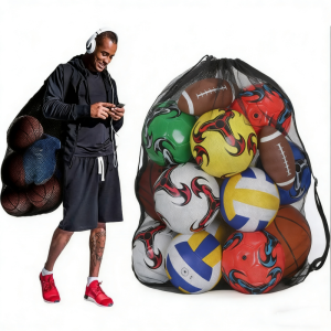 Large Capacity Team Training Bag Drawstring Mesh Ball Storage Bag Football Basketball Single Shoulder Bag Sports Packback Pocuch