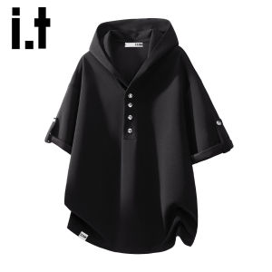 izzue | Summer Sport Style Solid Color Hooded Thin Loose T-Shirt