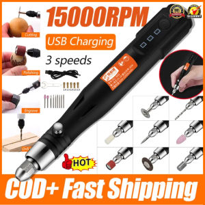 🔥Fast Delivery🔥3 Speeds Adjustable 15000RPM Handheld Mini Electric Carving Pen 30W 5V USB Rechargeable Grinding Engraving Pen DIY Engraver Grinder Polishing Tools Set With Rotary Drill Bits Tools