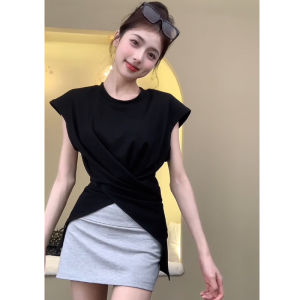 Stylish Unique Beautiful Small Set Dress Women Summer Korean Style Slimming Youthful Casual Sports Two Piece Set round Neck Short Sleeve