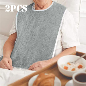1/2pcs Adult Bibs Adjustable Machine Washable Polyester Dining Cloth for Elderly Care Design for Men and Women