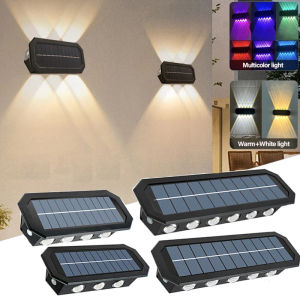 LED Solar Wall Lights Outdoor Garden Decor Up and Down Lighting Waterproof Lamp for Stairs Balcony Courtyard Decoration Lamps