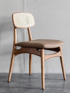 สไตล์นอร์ดิกหวาย การทอ ไม้เก้าอี้รับประทานอาหารหน้าแรกเก้าอี้หรูหรา Minimalist ห้องนั่งเล่นร้านกาแฟ Chat เก้าอี้