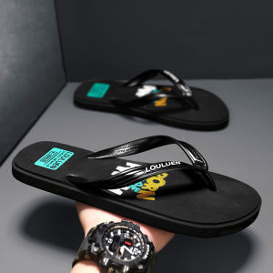 Mens Summer Thong Slippers Outdoor Anti-Slip Deodorant Sandals Soft Bottom Beach Shoes Trendy Youth Sports Casual PU Leather
