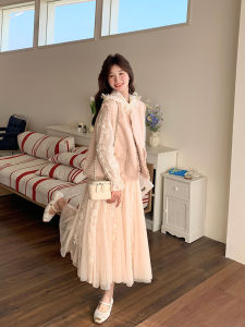 French Tassel Vest Dress Set Womens Autumn High-End Feel Floral Embroidery Small Fragrance Style Long Skirt Two-Piece Suit