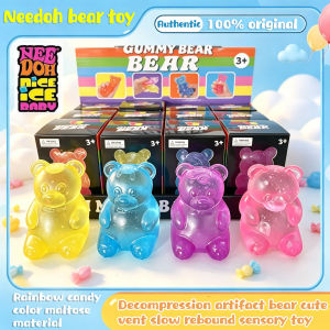 Needoh Gummy Bear Sensory Fidget Toy Maltose ice cube water drop bear pinch blue pink purple stress relief toy