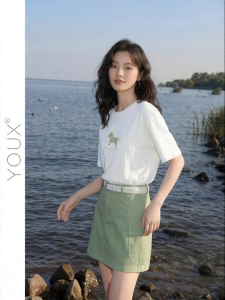 YOUXIANG | Bộ Đầm Áo Thun In Hình Hoạt Hình Dễ Thương và Thư Giãn