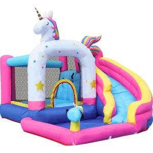 DOCTOR DOLPHIN | Unicorn Inflatable Childrens Indoor Bounce House with Slide