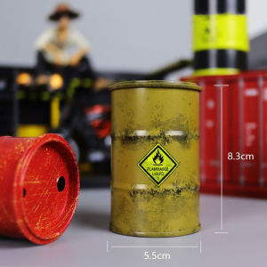 Chemistry Oil Drum Model Iron Mini Oil Drum Model Car Model Storage Box Desktop Decoration War Games Scene Model for Boys Gifts
