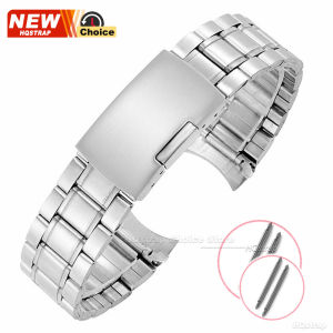 New 20mm 22mm Curved End Metal Watch Band Silver Gold Black Bracelets Stainless Steel Strap Women Men Bands Universal Wristband
