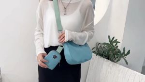 Yapak Deborah Shoulder Bag for Women Tote Bag Simple Texture Nylon Messenger bag with Pouch
