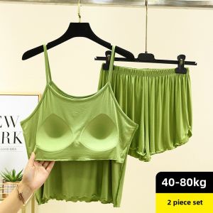Breast Pad Padded Summer Wearable Home Sleepwear Set