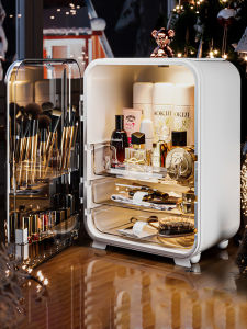 Large Capacity Cosmetic Storage Box Dustproof Desktop Organizer Luxury Makeup Desk Shelf Home Dormitory Storage Solution