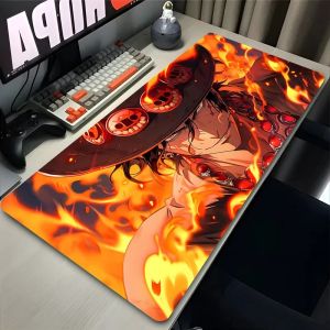 Bandai | Japan Anime Flame Mouse Pad XXL PC O-one P-piece Gamer Cabinet Keyboard Rug Laptop P-portgas D A-ace Mousepad Desk Mat Boy Gift