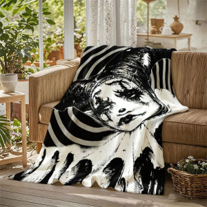Harlequin Clown Black White Flannel Blanket Perfect for Sofa Office Bed Travel Sleep Read Relax Camping Four Season Use