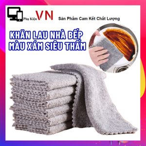 Khăn Lau Bếp Sợi Than Tre Khăn Lau Đa Năng Nhà Bếp Màu Xám Siêu Thắm Hút Nước Tiện Lợi - Khăn Lau Chén MÀU GHI Size 25cm