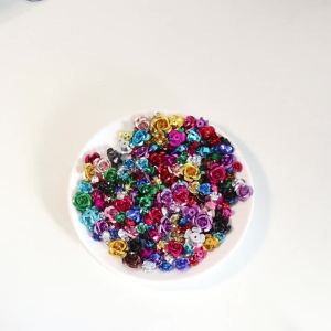 50/100pcs Aluminum Rose Flower Metal Mixed Color Flowers For Wedding Party DIY Jewelry Making Crafts Earring Headwear Decoration